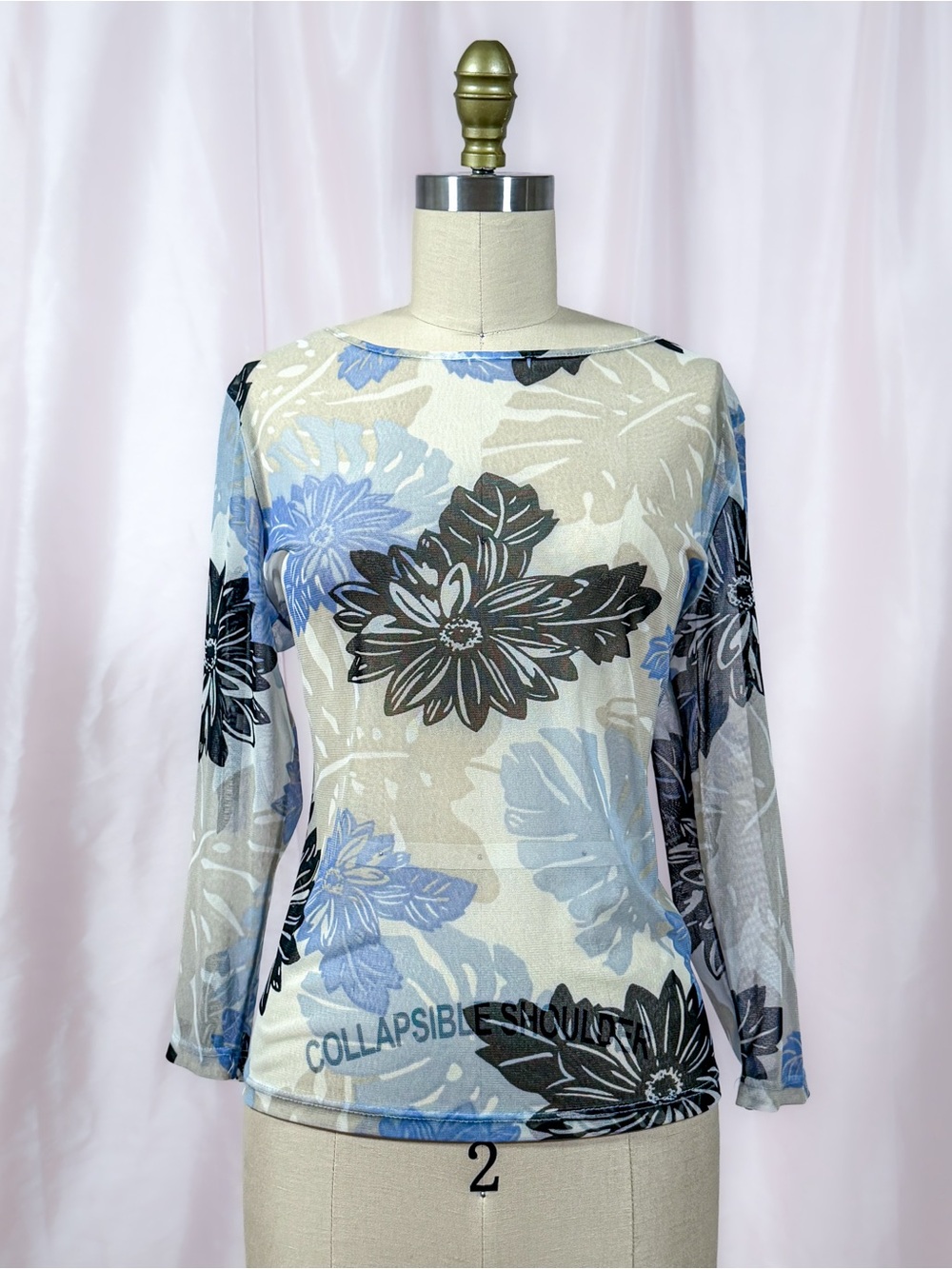 Vintage Y2K Floral Mesh Sheer Top